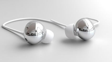 Modern wireless earbuds on a white studio background