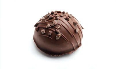 Obraz premium A single chocolate-covered strawberry, isolated on white background