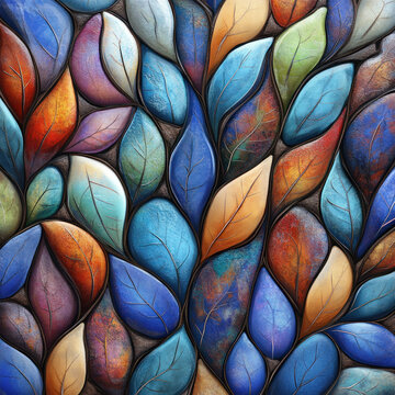 Colorful autumn leaves mosaic pattern.