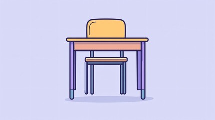 Cute school chair and desk icon