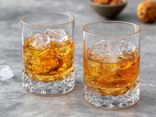 Whiskey on the Rocks: Two Glasses of Golden Delight