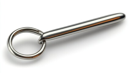 Polished Stainless Steel Keyring, Isolated on White Background