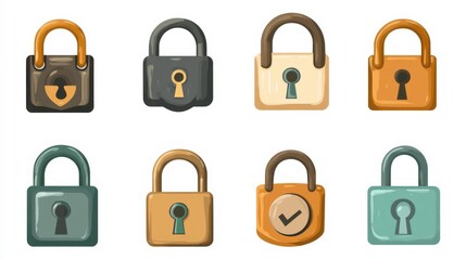 Bright Illustration of Various Padlocks for Security