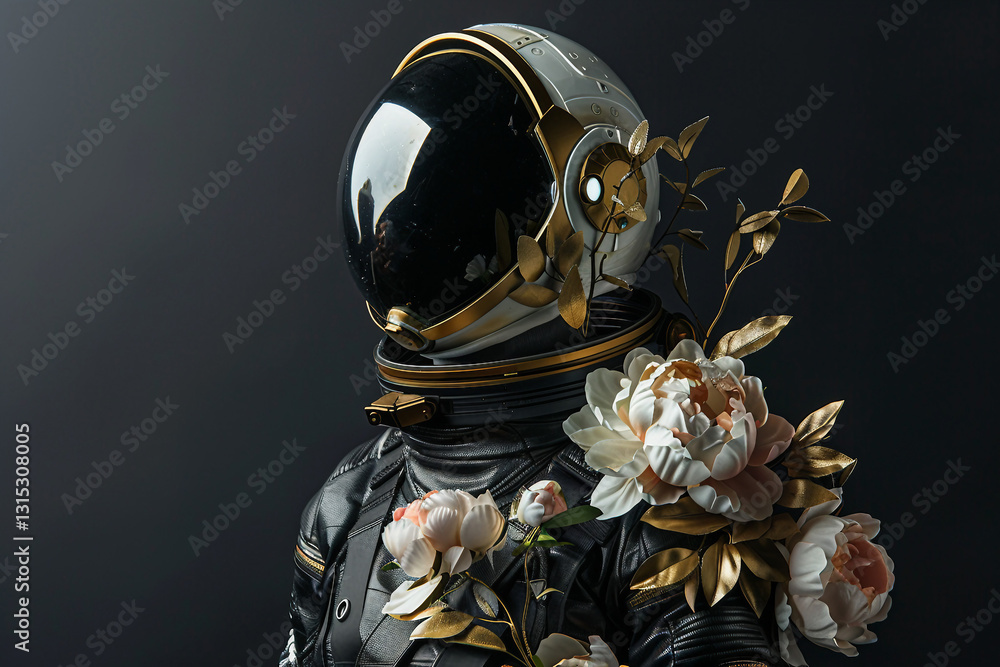 Aufkleber image of cosmonaut in a protective spacesuit made generative ai