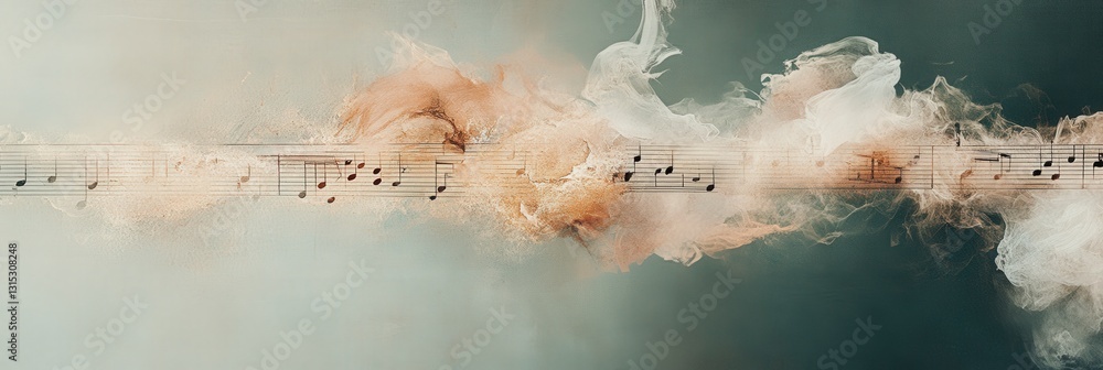 Poster abstract blend of melody and color in dynamic motion.