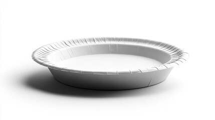 Empty disposable paper plate on white background