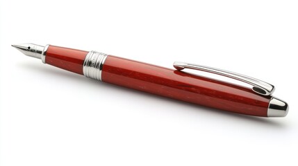 Red fountain pen on white background