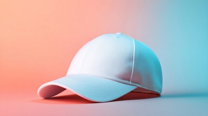 Fototapeta premium Blank white baseball cap, vibrant lighting