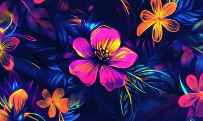 Colorful flower in Neon colors. Neon abstract background. Multicolor floral background. Neon flower backdrop