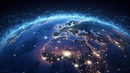 Global network connections over the globe