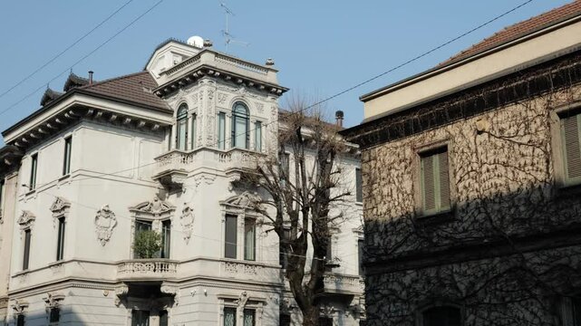 Milan, Italy - February 2025 - Visiting the exterior of the historic buildings of the Lombard capital