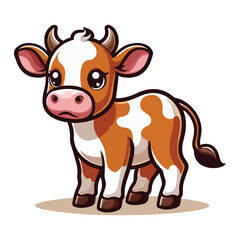 Fototapeta premium Adorable Cartoon Cow Calf Illustration Vector Art for Kids