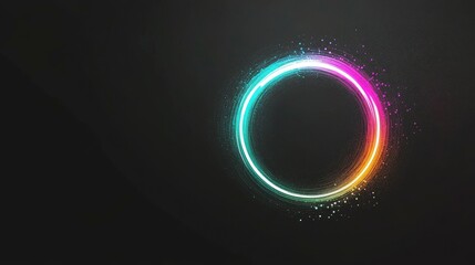Obraz premium Luminous Multicolored Circle on Dark Background - Abstract Futuristic Design with Vibrant Colors and Ethereal Glow