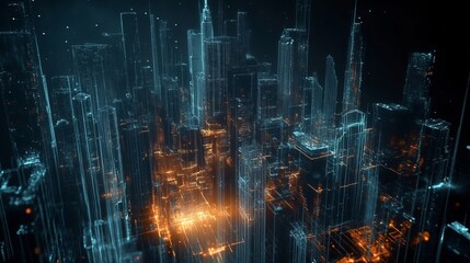 City Holographic City Moment Futuristic Dark Edges