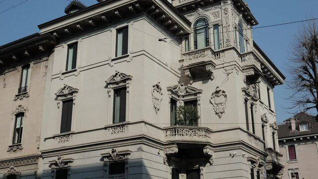 Milan, Italy - February 2025 - Visiting the exterior of the historic buildings of the Lombard capital