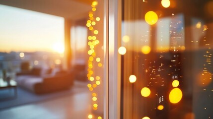 Fototapeta premium Cozy Living Area with Warm Glowing Lights