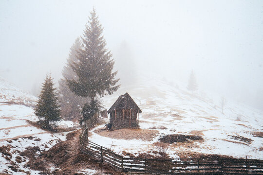 house in the snow