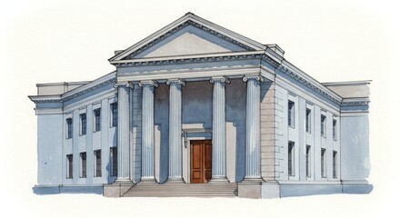 Fototapeta premium A Classic Bank Building Illustration - A classical bank building, symbolizing wealth, stability, trust, architecture, and history