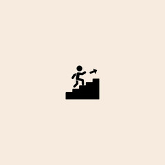 Man on Stairs Going Up icon flat vector design.