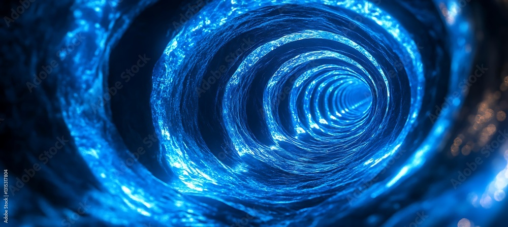 Poster dynamic blue neon swirls creating an abstract background and a futuristic cosmic backdrop of light a
