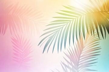 Obraz premium Tropical Palm Leaves, Pastel Background, Summer, Sunshine, Design