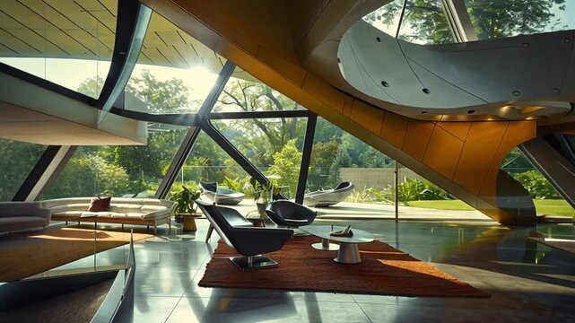 Innovatives organisches Architekturdesign mit geschwungenen Elementen
