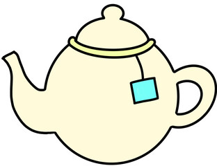 white teapot with teabag