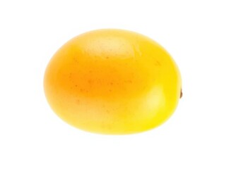 A single, ripe mango, perfectly isolated on a pure white background, clipping path, detail