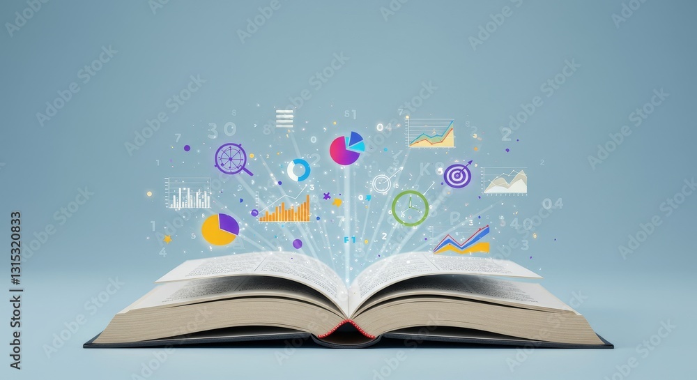 Poster knowledge unleashed data visualization book - education, technology, innovation, learning, progress.