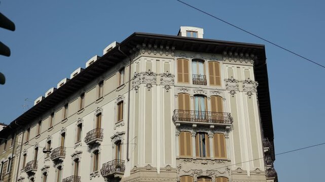 Milan, Italy - February 2025 - Visiting the exterior of the historic buildings of the Lombard capital