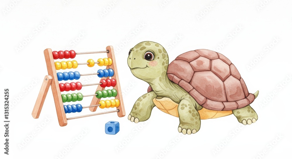 Poster turtle's abacus adventure: a learning journey - a cute turtle explores numbers using a colorful abac
