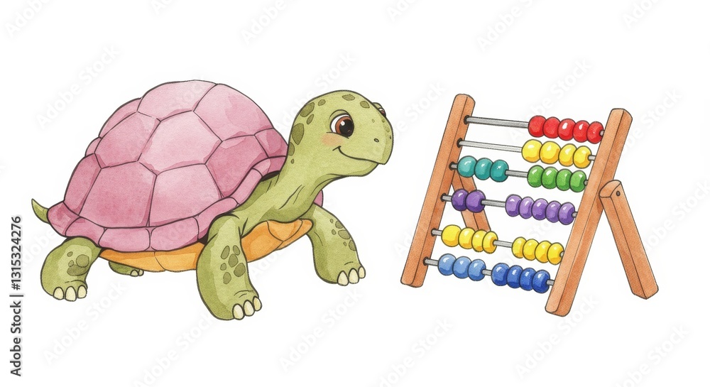 Aufkleber turtle's abacus adventure: a learning journey - a cute turtle explores numbers with a colorful abacu