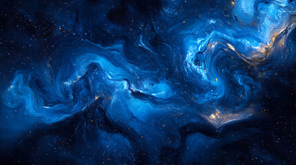 A mesmerizing display of swirling blue particles creates a cosmic vortex in deep space. Luminous - Cave. Illustration