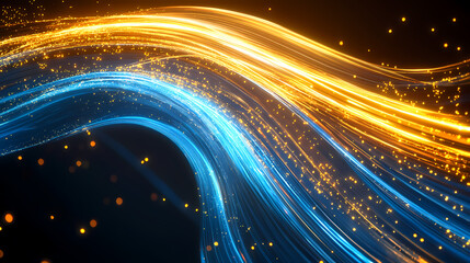 Abstract light lines of motion and speed with sparks of blue and yellow color. light everyday luminous effect. semicircular wave. light trace curve swirl. png. Luminous - Cave. Illustration