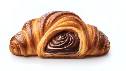 Fototapeta premium Delicious chocolate croissant, ready to be enjoyed.
