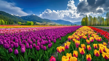Fototapeta premium Beautiful tulip flower in Spring.