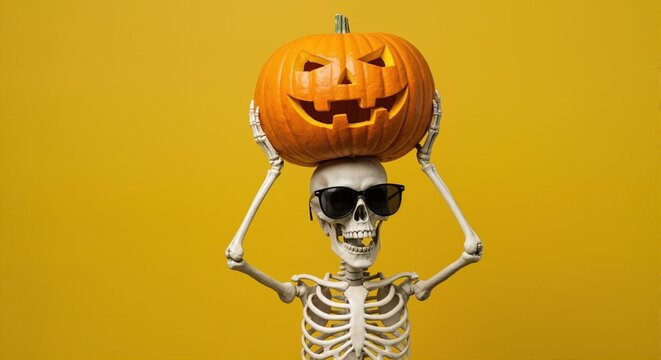 halloween pumpkin with skull