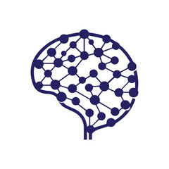 modern and minimalist neural network logo modern. Brain tech logo design.