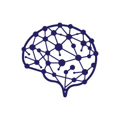 Fototapeta premium modern and minimalist neural network logo modern. Brain tech logo design.