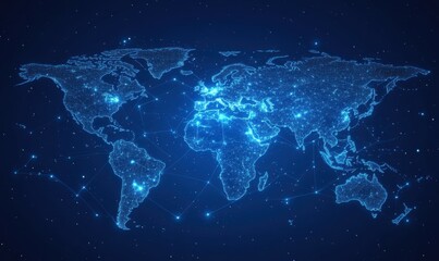 Naklejka premium Creative network and world hologram background