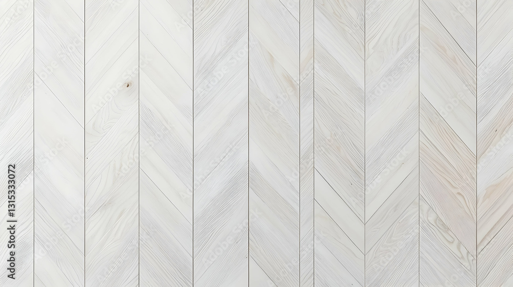 Poster whitewashed wooden wall or floor with herringbone pattern chevron design texture background close up