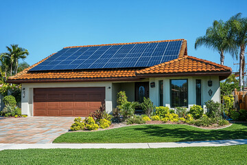 Modern Eco Construction Project with Solar Panel Technology and Sustainable Energy Solutions Generated by AI