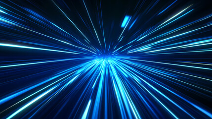 Luminous blue lines speed. neon color glowing lines background, high-speed light trails effect. futuristic dynamic motion technology. Luminous - Cave. Illustration
