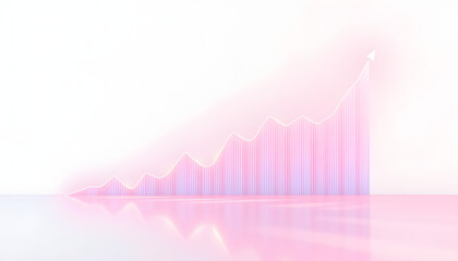 Abstract financial chart with upward trend line graph on a white background, concept of growth and success. 3D Rendering, colorful. with white shades