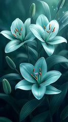 Obraz premium Aqua Lilies Bloom: Serene Aquatic Flower Photography