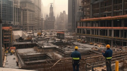 Construction Site during a Snowy Day