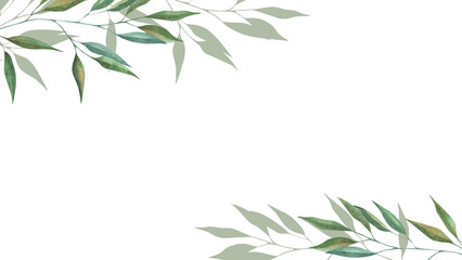 Frame with watercolor illustrations of various herbs. Frame with hand-drawn green branches of herbs. Perfect for wedding, birthday, seasonal holidays.