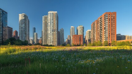 Fototapeta premium Urban Oasis, Modern Architecture meets Nature's Beauty