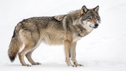 Obraz premium Eurasian Wolf on White Background