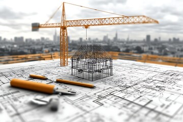 Crane Builds House for City Skyline.